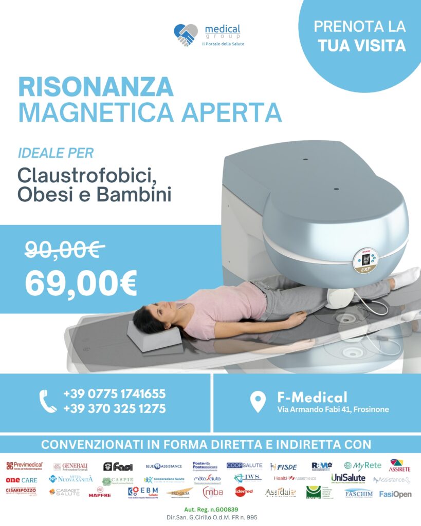 Promo Risonanza Magnetica Aperta €69 nel F-Medical Group di Frosione