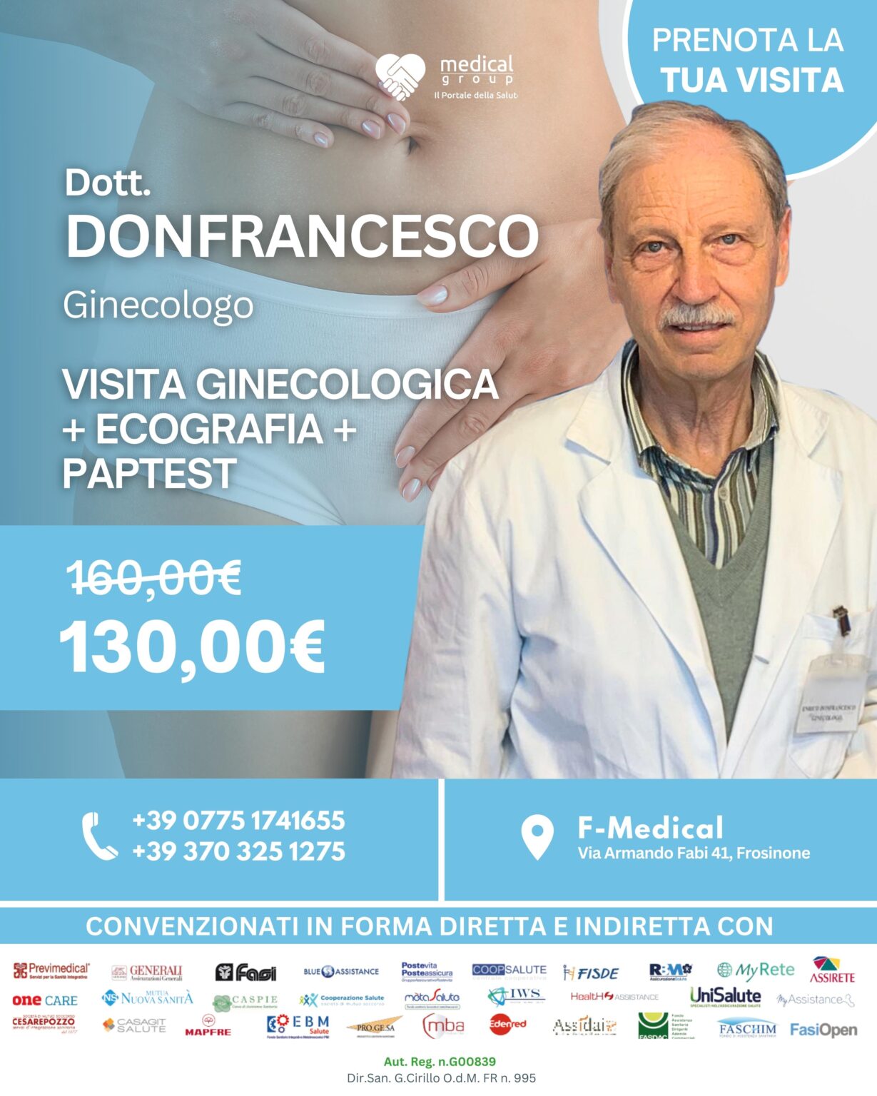 Tariffa del Mese-Poliambulatorio-Ginecologia-Dottor Don Francesco nel F-Medical Group di Frosinone