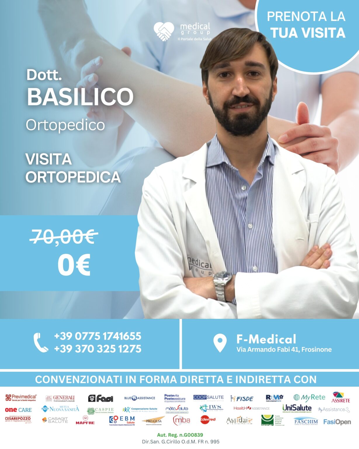 Tariffe del Mese Poliambulatorio F-Medical Frosinone Ortopedia BASILICO
