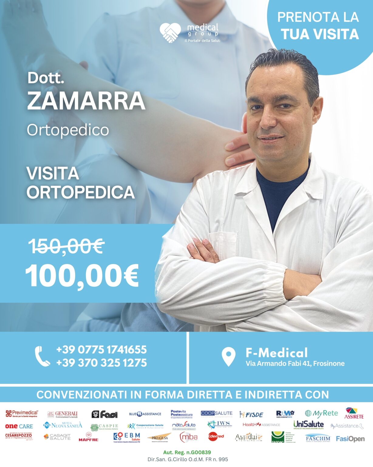 Tariffe del Mese Poliambulatorio F-Medical Frosinone Ortopedia Zamarra