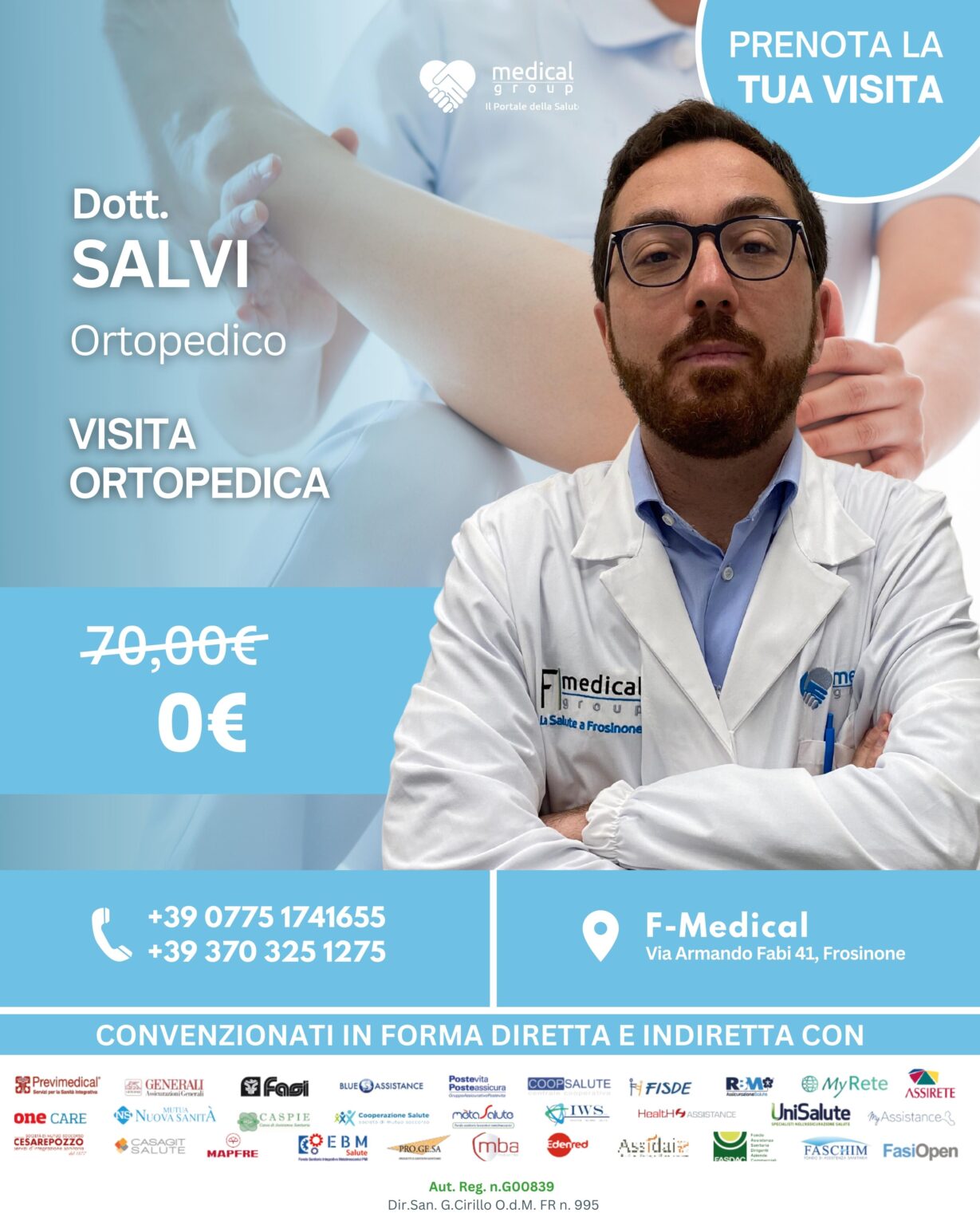 Tariffe del Mese Poliambulatorio F-Medical Frosinone VISITA ORTOPEDICA SALVI