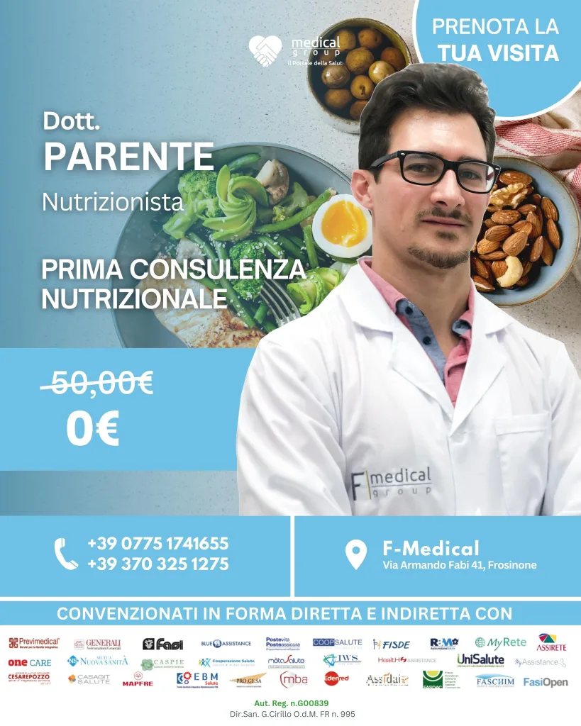 Tariffe del Mese Settembre 2023 Poliambulatorio Prima Consulenza Nutrizionale Parente 0 euro F-Medical Frosinone.jpg