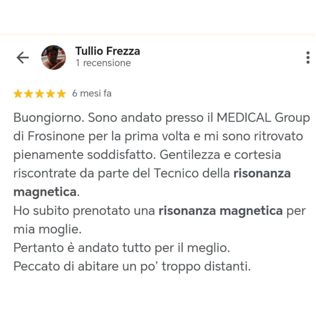 Recensione Risonanza Magnetica Aperta F-Medical Group Frosinone (3)