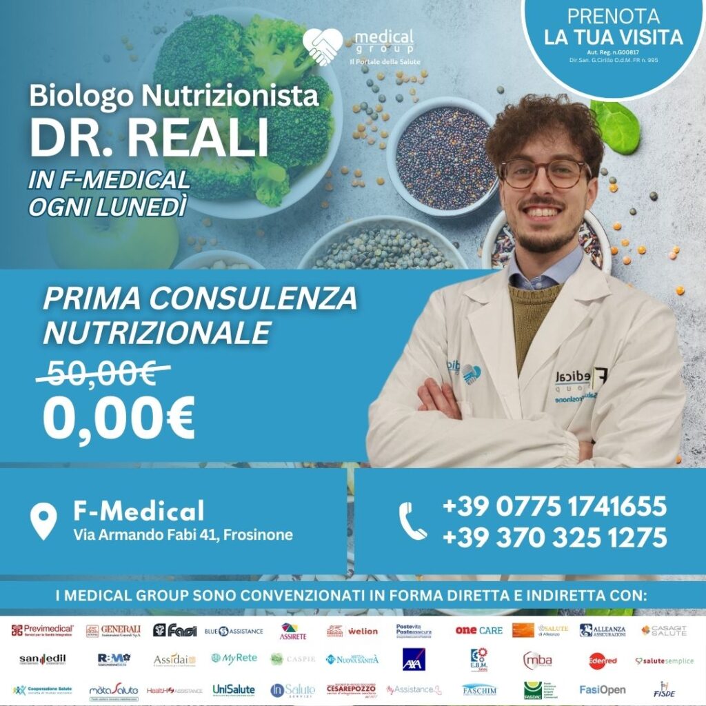 Tariffe del Mese Poliambulatorio F-Medical Frosinone CONSULENZA NUTRIZIONALE DOTT. REALI