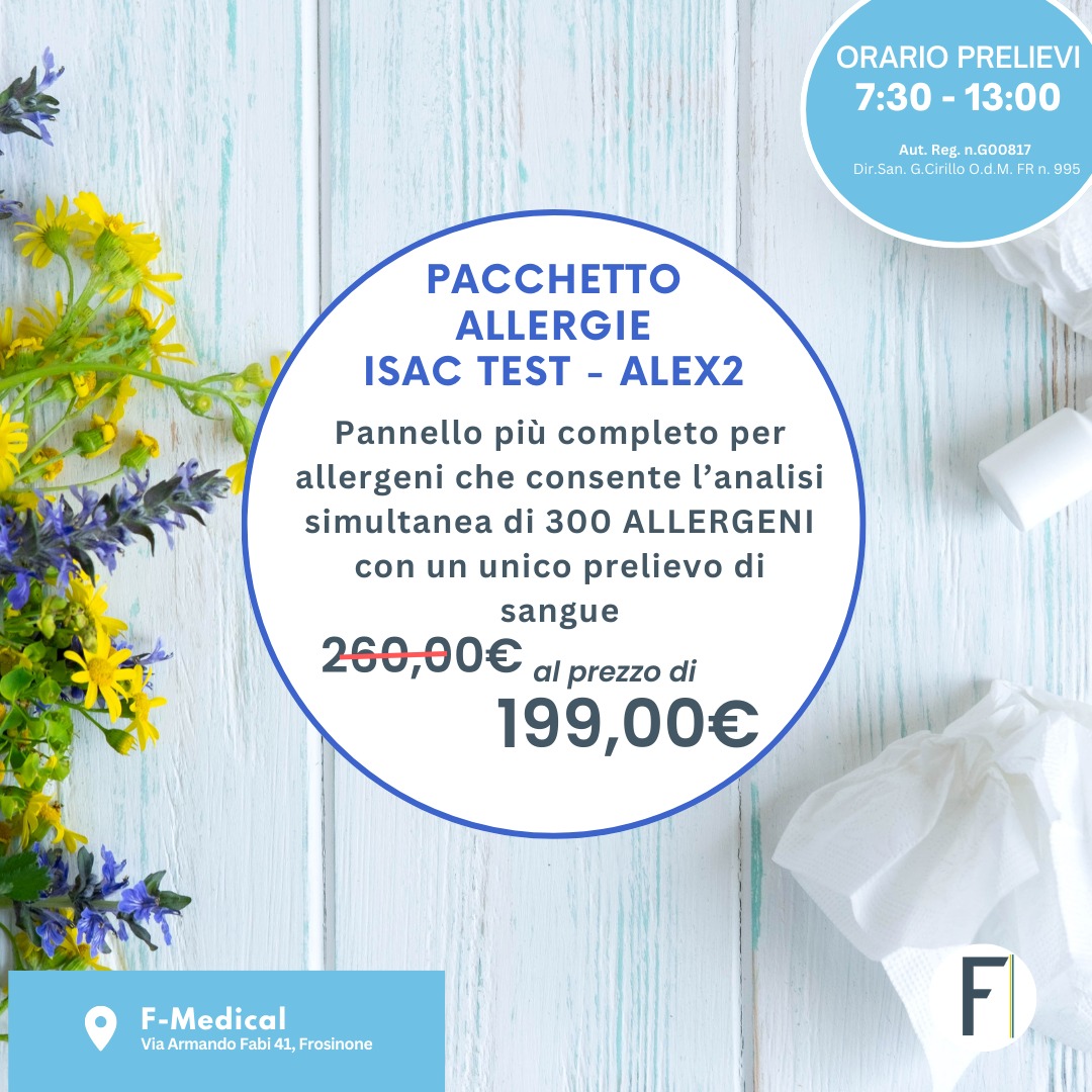 Tariffe del Mese Laboratorio Analisi F-Medical Frosinone Pacchetto Allergie ISAC TEST