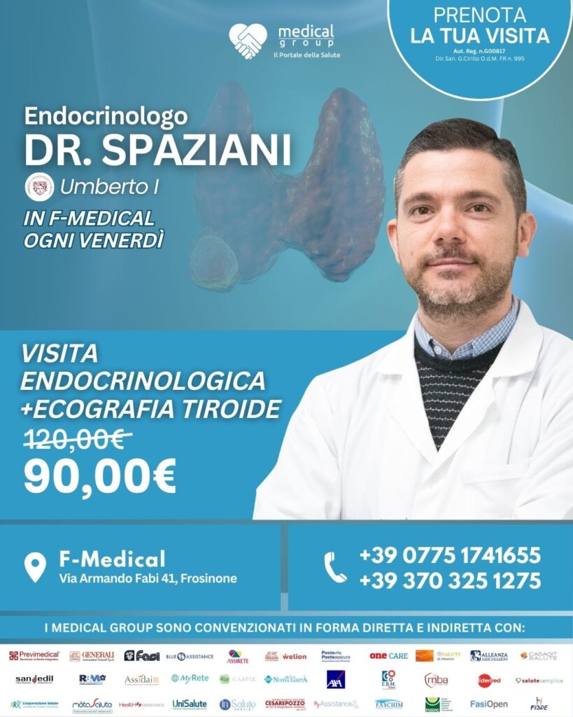 Tariffe del Mese Poliambulatorio F-Medical Frosinone VISITA ENDOCRINOLOGICA + ECOGRAFIA TIROIDE DR.SPAZIANI