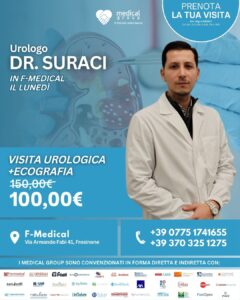 Tariffe del Mese Poliambulatorio F-Medical Frosinone VISITA UROLOGICA CON ECOGRAFIA DOTT. SURACI