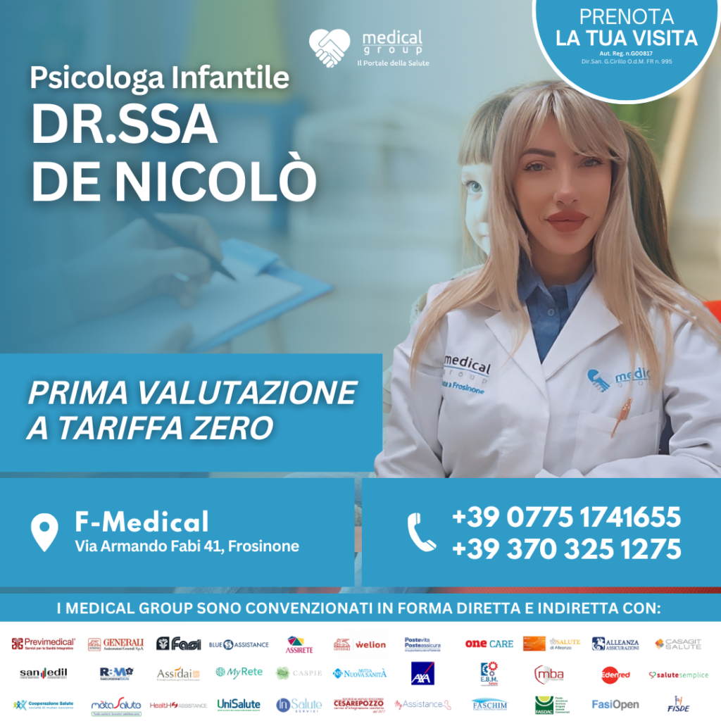 Tariffe del Mese Poliambulatorio F-Medical Frosinone Visita Psicologica Infantile Dottoressa De Nicolo