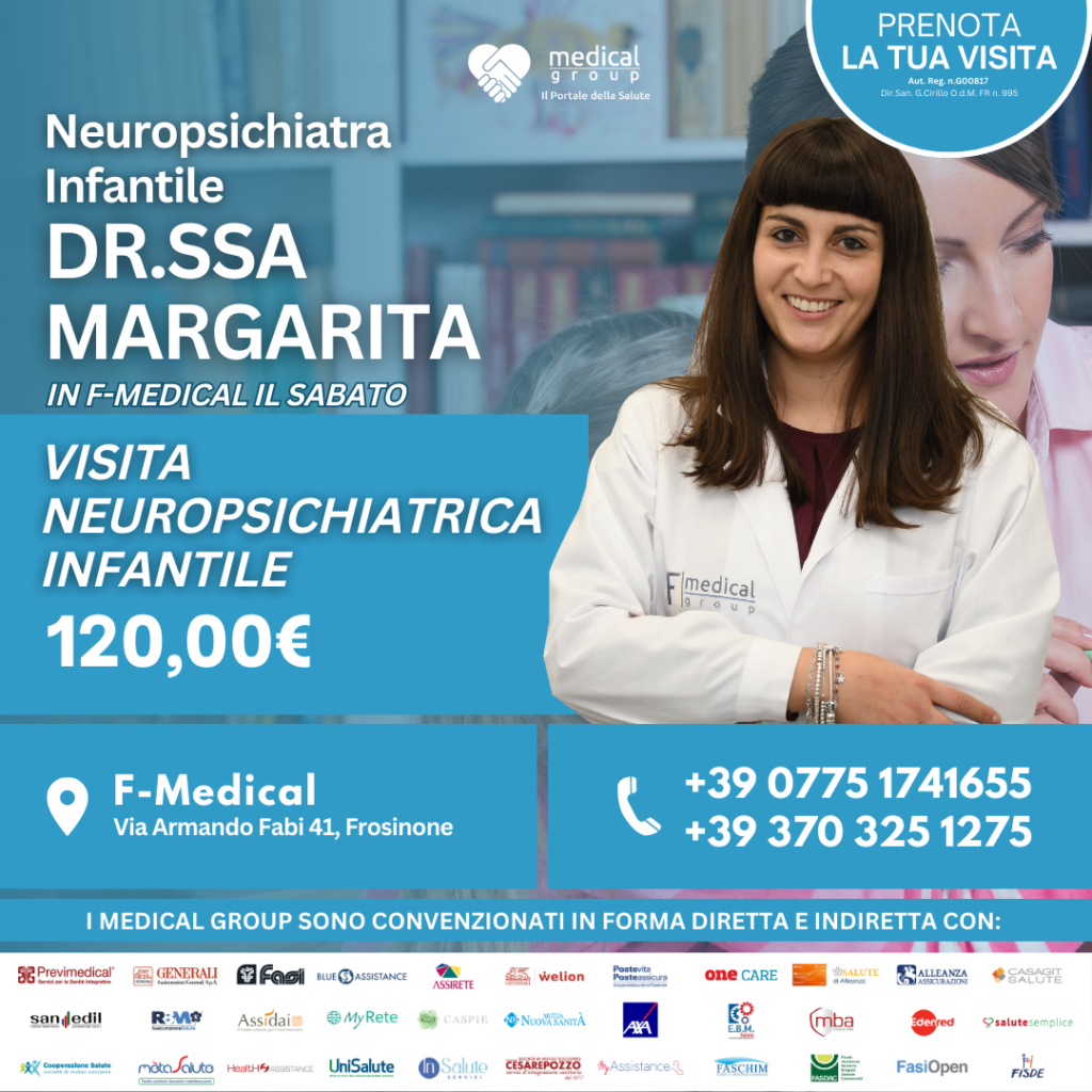 Tariffe del Mese Poliambulatorio F-Medical Frosinone Visita Neuropsichiatrica Infantile Dottoressa Margarita