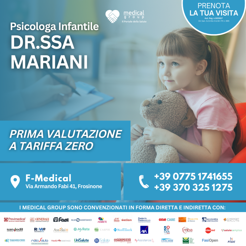 Tariffe del Mese Poliambulatorio F-Medical Frosinone Visita Psicologica Infantile Dottoressa Mariani