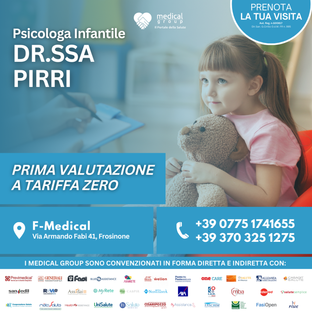 Tariffe del Mese Poliambulatorio F-Medical Frosinone Visita Psicologica Infantile Dottoressa Pirri