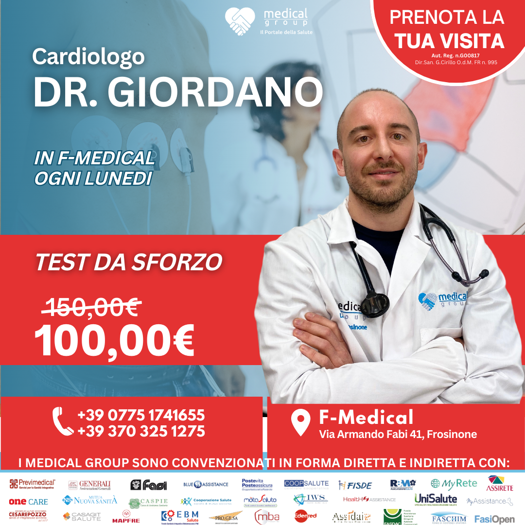 Tariffe del Mese Poliambulatorio F-Medical Frosinone TEST DA SFORZO DOTTOR GIORDANO
