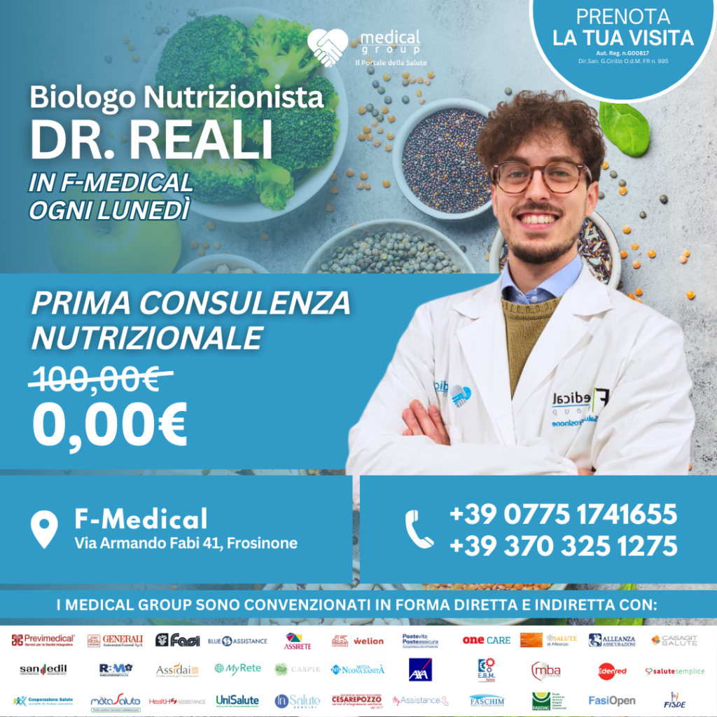 Tariffe del Mese Poliambulatorio F-Medical Frosinone CONSULENZA NUTRIZIONALE DOTT. REALI