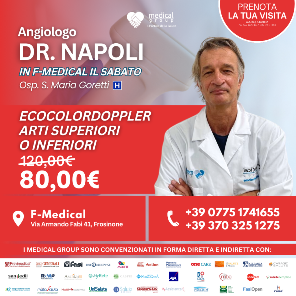 Tariffe del Mese Poliambulatorio F-Medical Frosinone ECOCOLORDOPPLER ARTI SUPERIORI O INFERIORI - DOTTOR NAPOLI