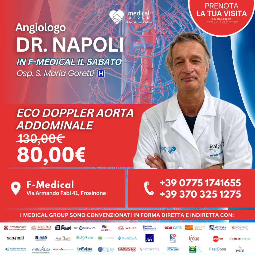 Tariffe del Mese Poliambulatorio F-Medical Frosinone ECODOPPLER AORTA ADDOMINALE - DOTTOR NAPOLI