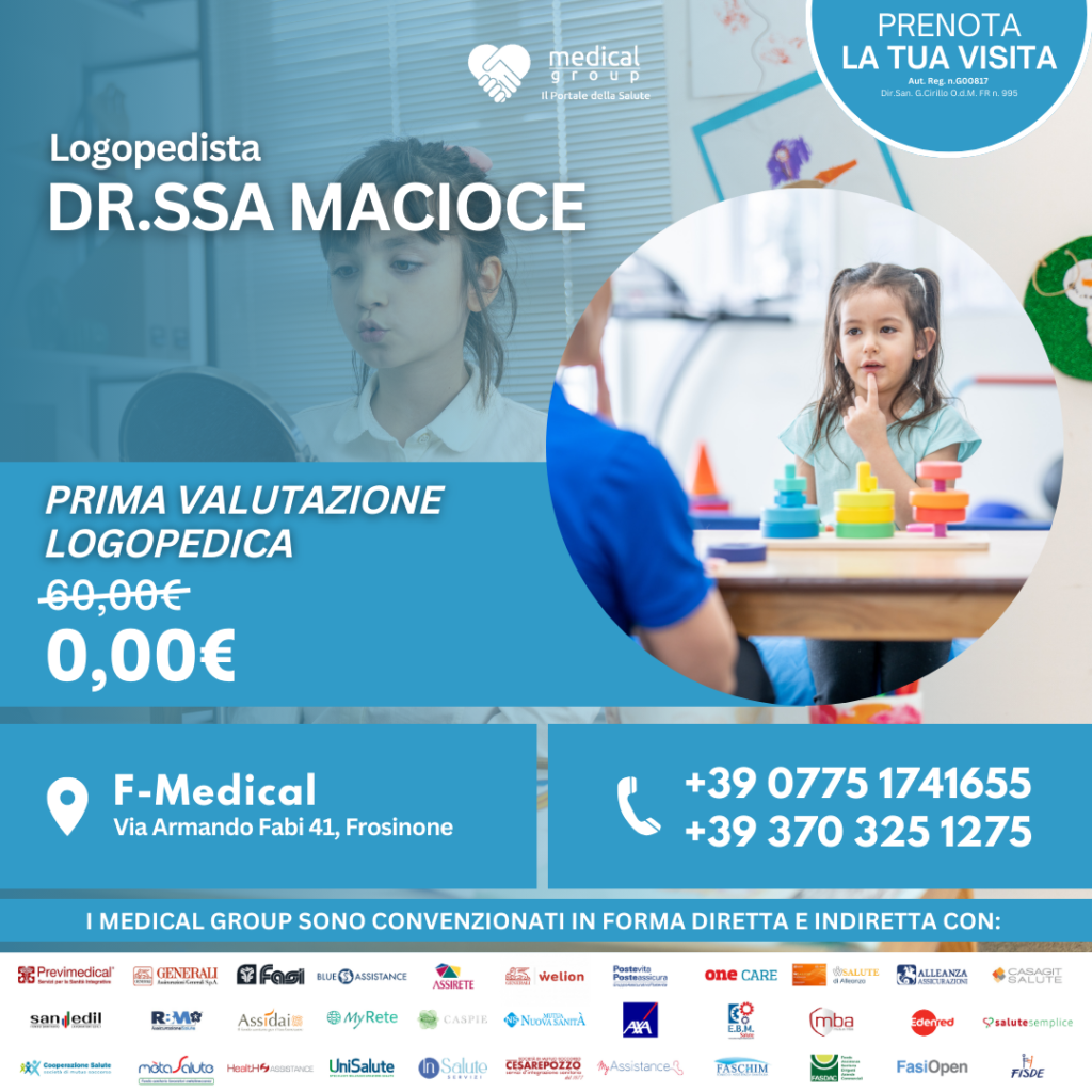 Tariffe del Mese Poliambulatorio F-Medical Frosinone PRIMO COLLOQUIO COMPORTAMENTALE DOTT.SSA MACIOCE