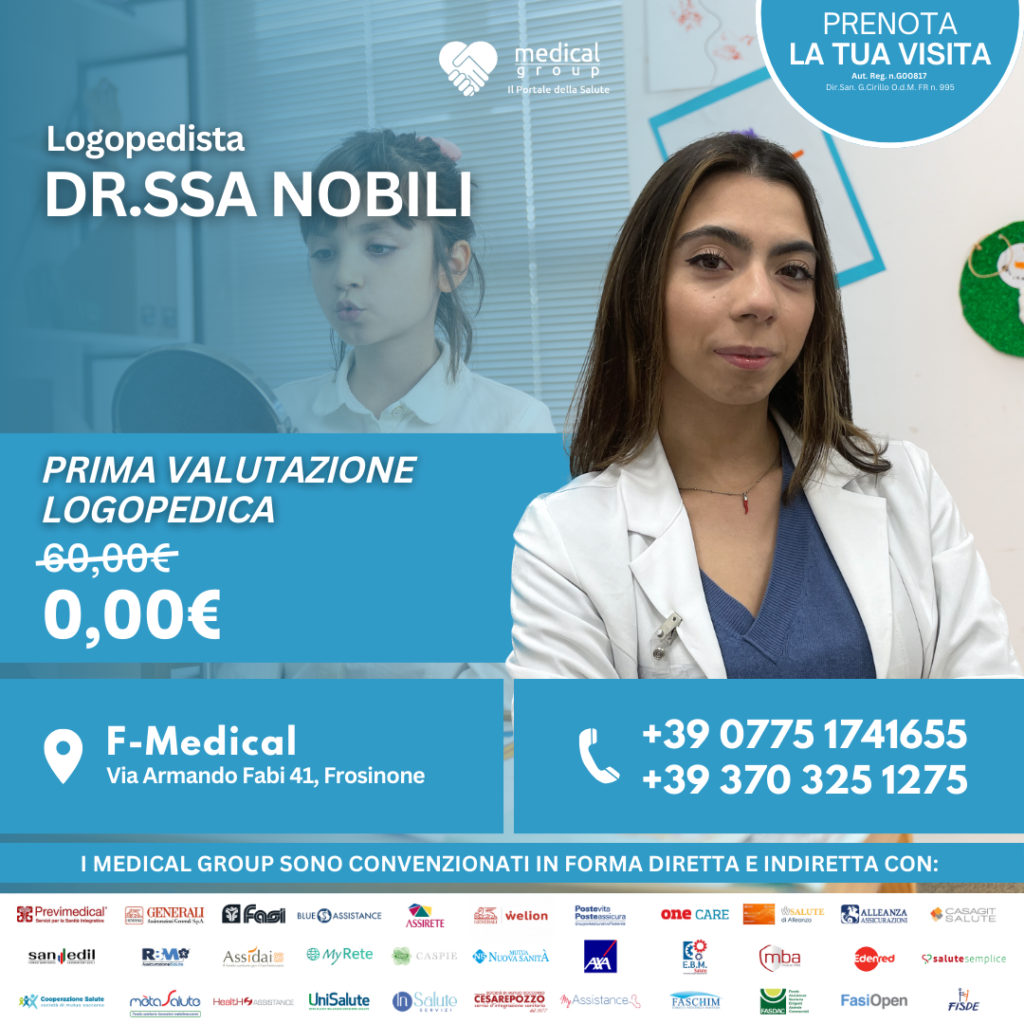 Tariffe del Mese Poliambulatorio F-Medical Frosinone PRIMO COLLOQUIO COMPORTAMENTALE DOTT.SSA NOBILI