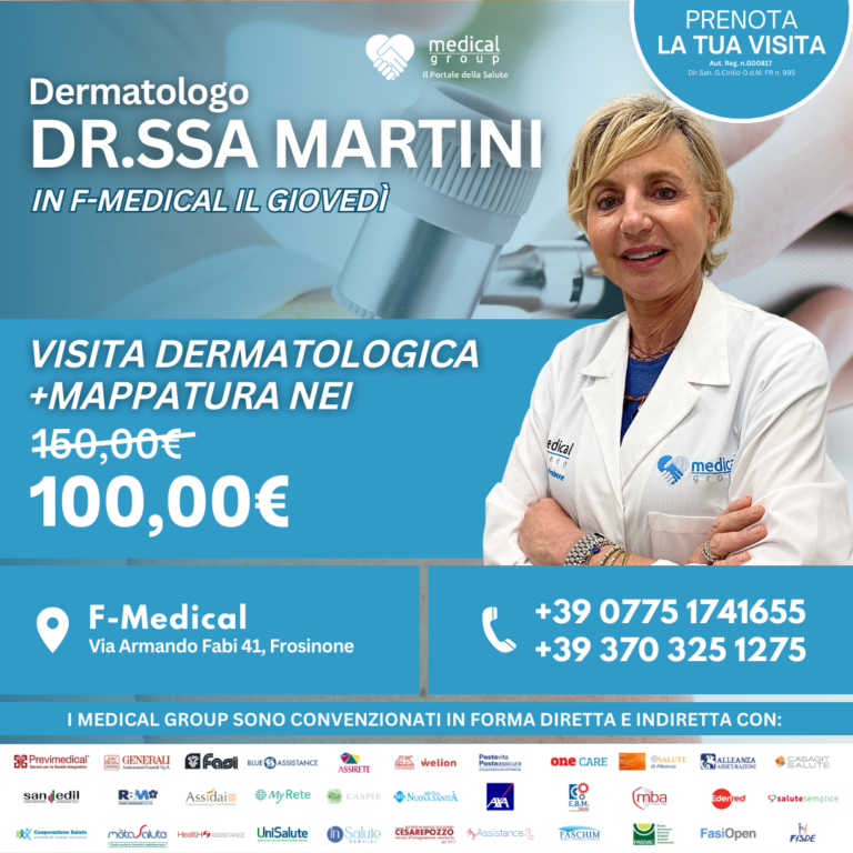 Tariffe del Mese Poliambulatorio F-Medical Frosinone VISITA DERMATOLOGICA + MAPPATURA NEI DR.SSA MARTINI