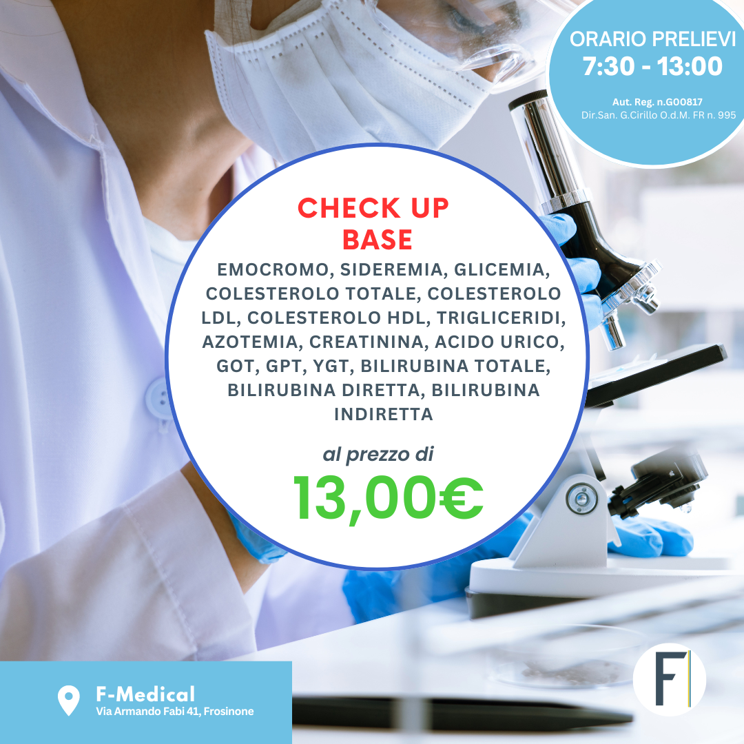 Tariffe del Mese Laboratorio Analisi F-Medical Frosinone Check Up di Base