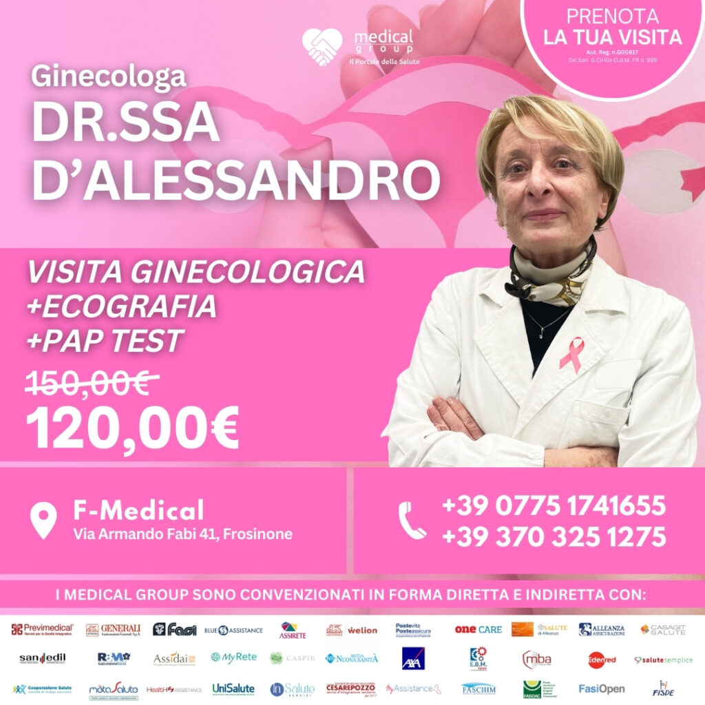 F-MEDICAL PROMO DONNE QUADRATE - VISITA ginecologica +Ecografia + Pap test Dr.ssa D'Alessandro