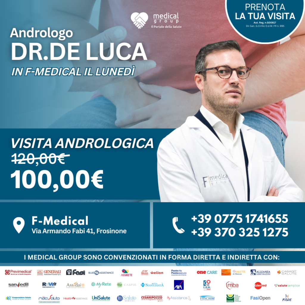 Tariffe del Mese Poliambulatorio F-Medical Frosinone VISITA ANDROLOGICA - DR.DE LUCA