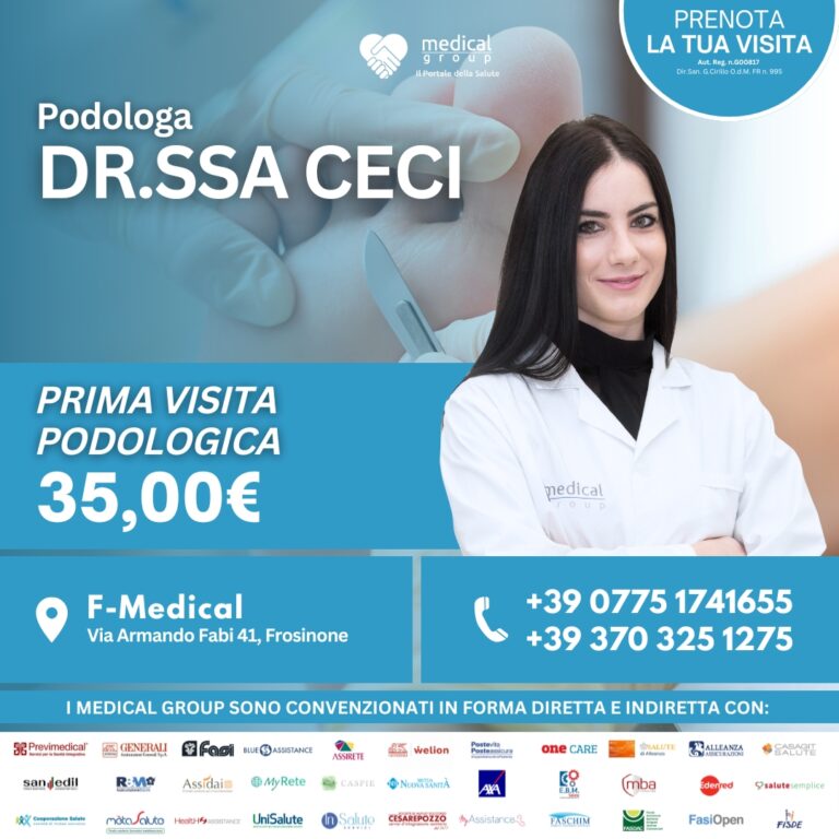 Tariffe del Mese Poliambulatorio F-Medical Frosinone prima visita podologica - Dr.ssa Ceci