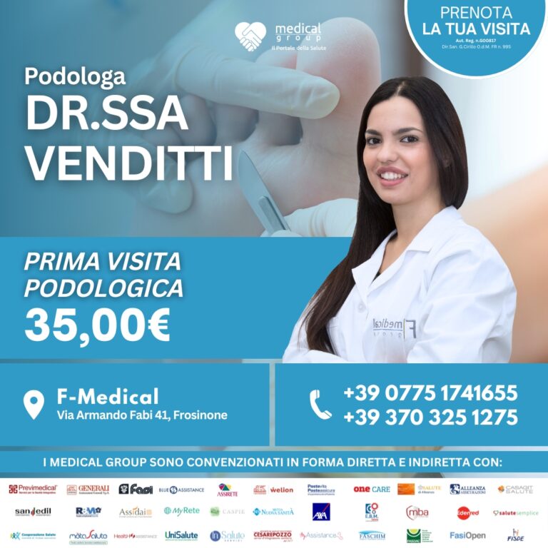 Tariffe del Mese Poliambulatorio F-Medical Frosinone prima visita podologica - Dr.ssa Venditti