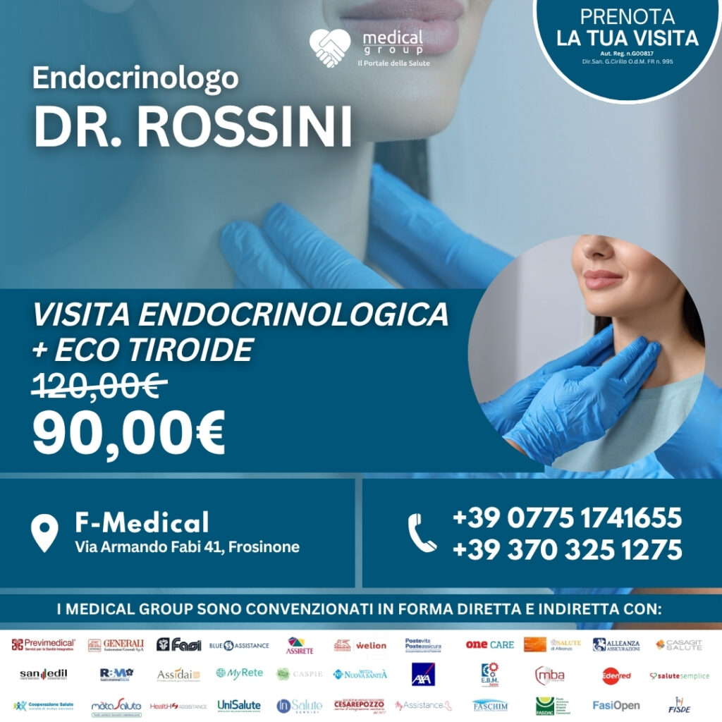 Tariffe del Mese Poliambulatorio F-Medical Frosinone VISITA ENDOCRINOLOGICa + ECO TIROIDE - Dr.Rossini
