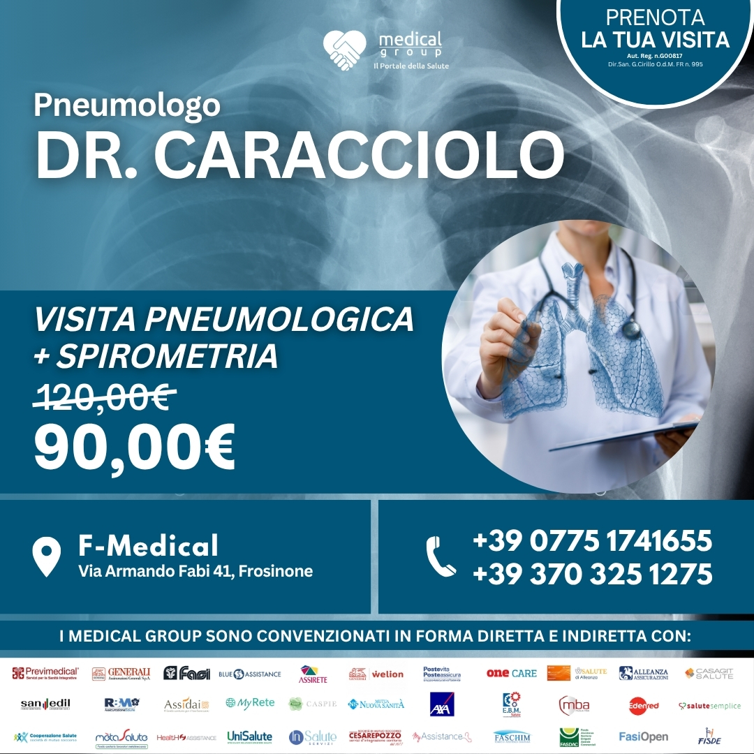Tariffe del Mese Poliambulatorio F-Medical Frosinone VISITA PNEUMOLOGICA + SPIROMETRIA - DR. caracciolo