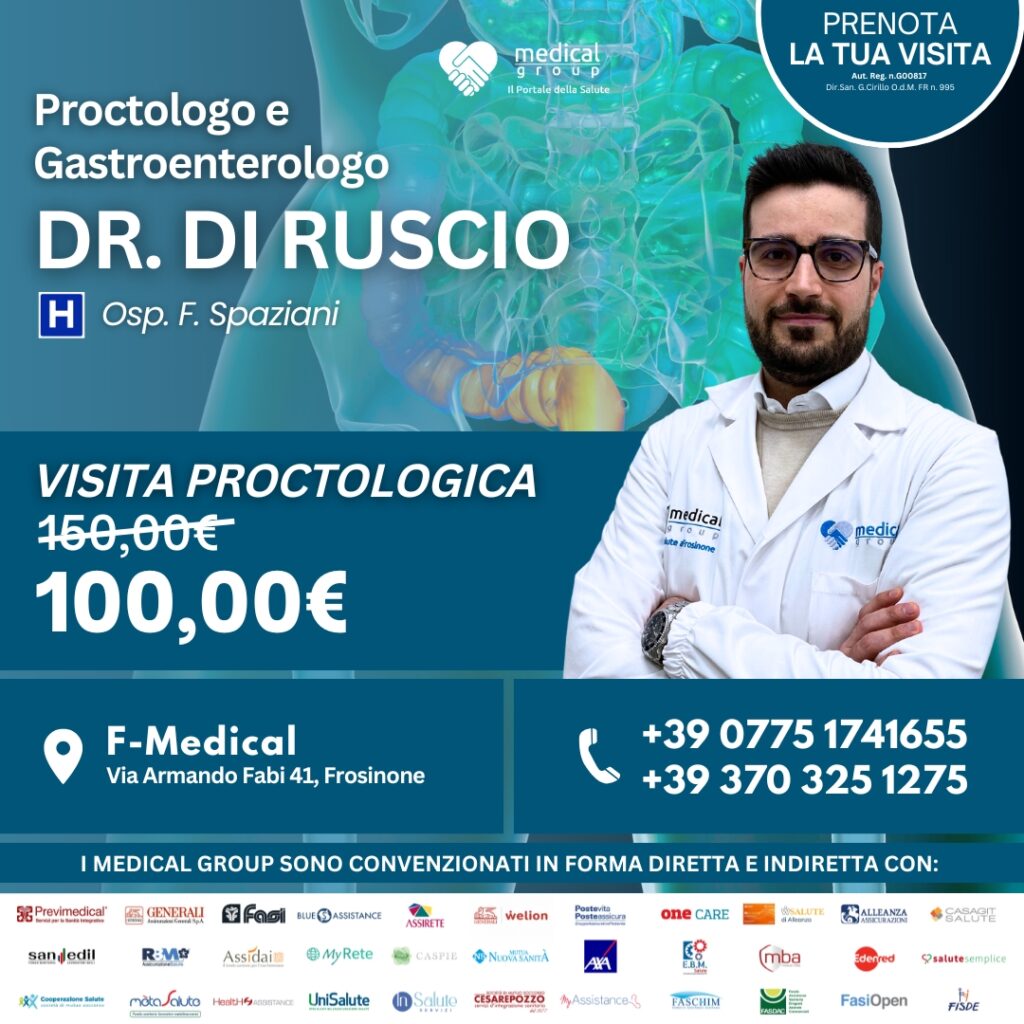 Tariffe del Mese Poliambulatorio F-Medical Frosinone Visita Proctologica - Dr. Di Ruscio