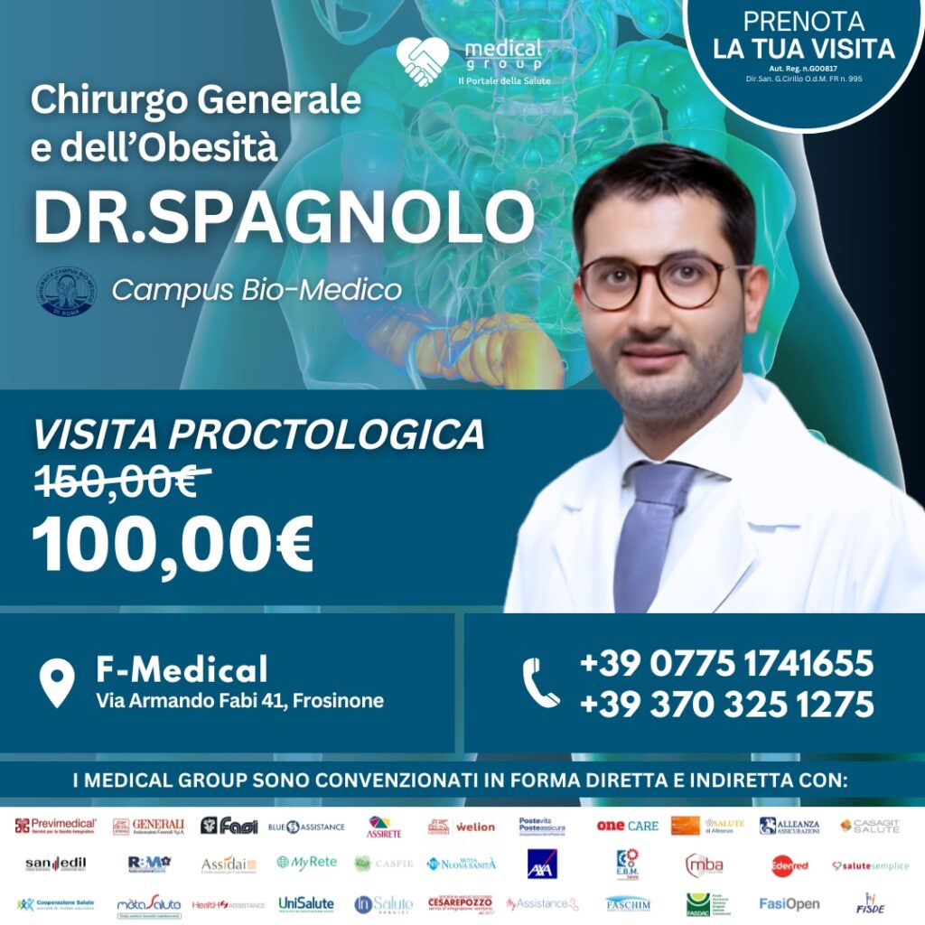Tariffe del Mese Poliambulatorio F-Medical Frosinone Visita Proctologica - Dr. Spagnolo