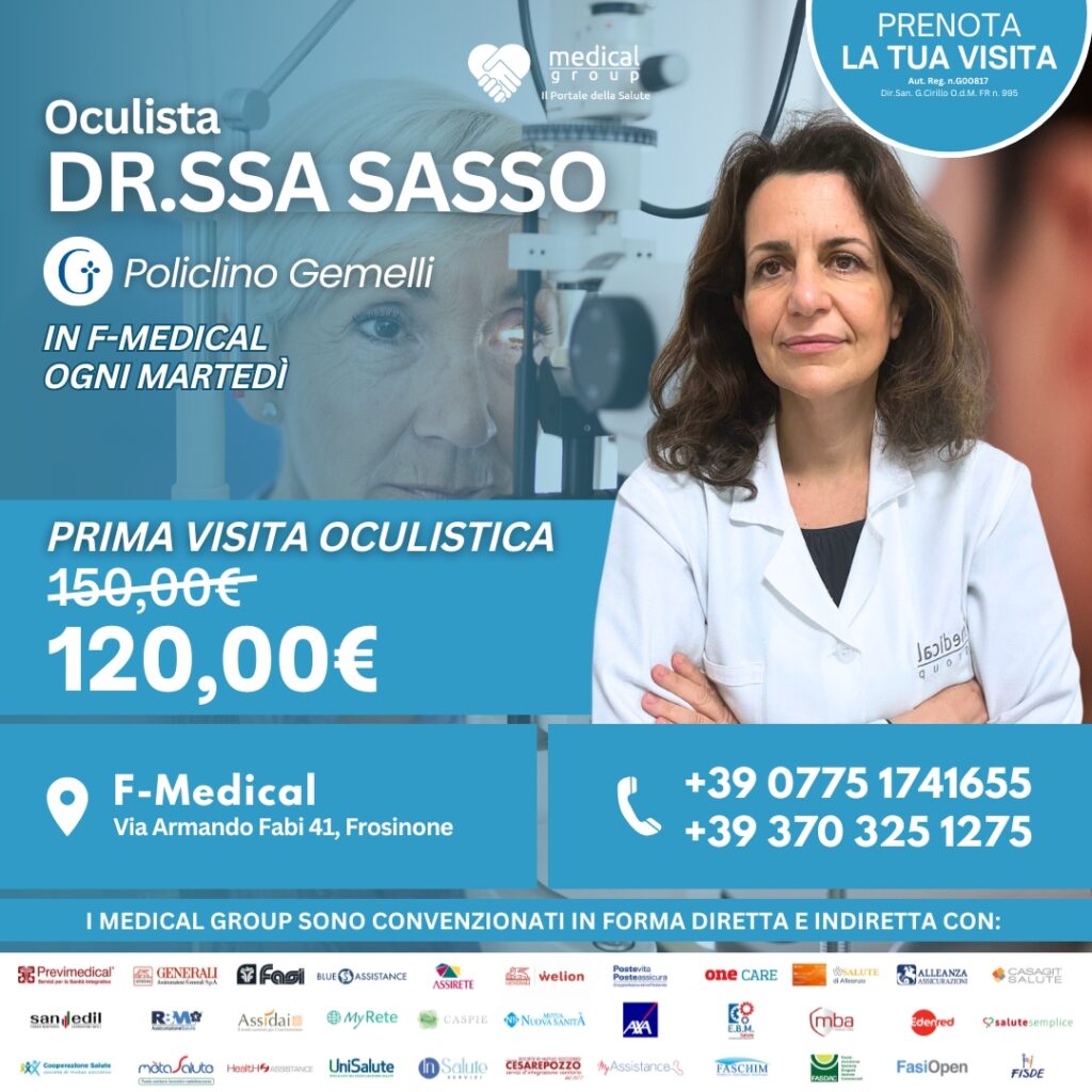 Tariffe del Mese Poliambulatorio F-Medical Frosinone Prima Visita Oculistica - Dr.ssa Sasso