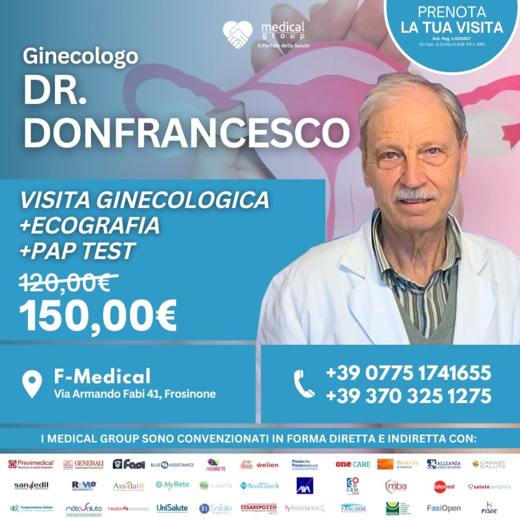 Tariffe del Mese Poliambulatorio F-Medical Frosinone VISITA ginecologica +Ecografia + Pap test Dr.Donfrancesco