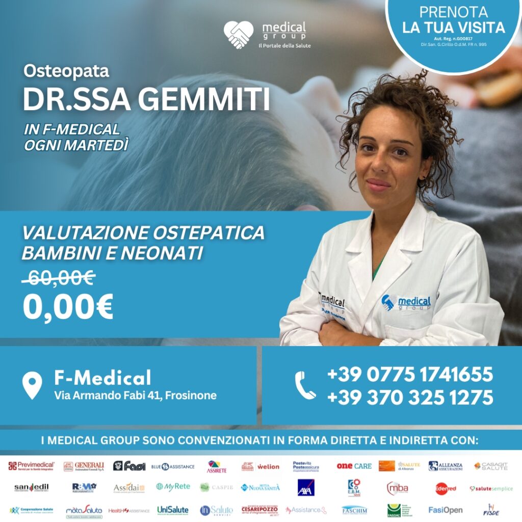 Tariffe del Mese Poliambulatorio Pediatrico F-Medical Frosinone CONSULENZA OSTEOPATICA NEONATALE E BAMBINI DOTT.SSA GEMMITI