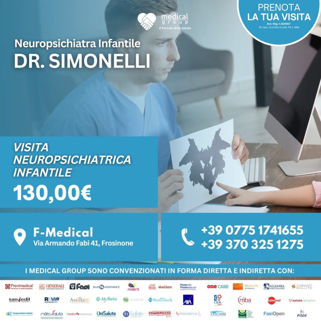 Tariffe del Mese Poliambulatorio Pediatrico F-Medical Frosinone Visita Neuropsichiatrica Infantile - Dr.Simonelli