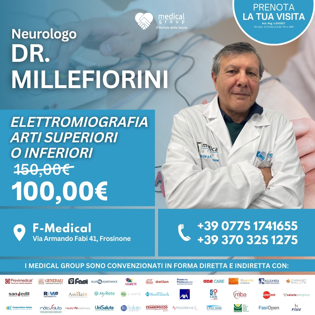 Tariffe del Mese Poliambulatorio F-Medical Frosinone ELETTROMIOGRAFIA ARTI SUPERIORI O INFERIORI - Dr. Millefiorini (1)