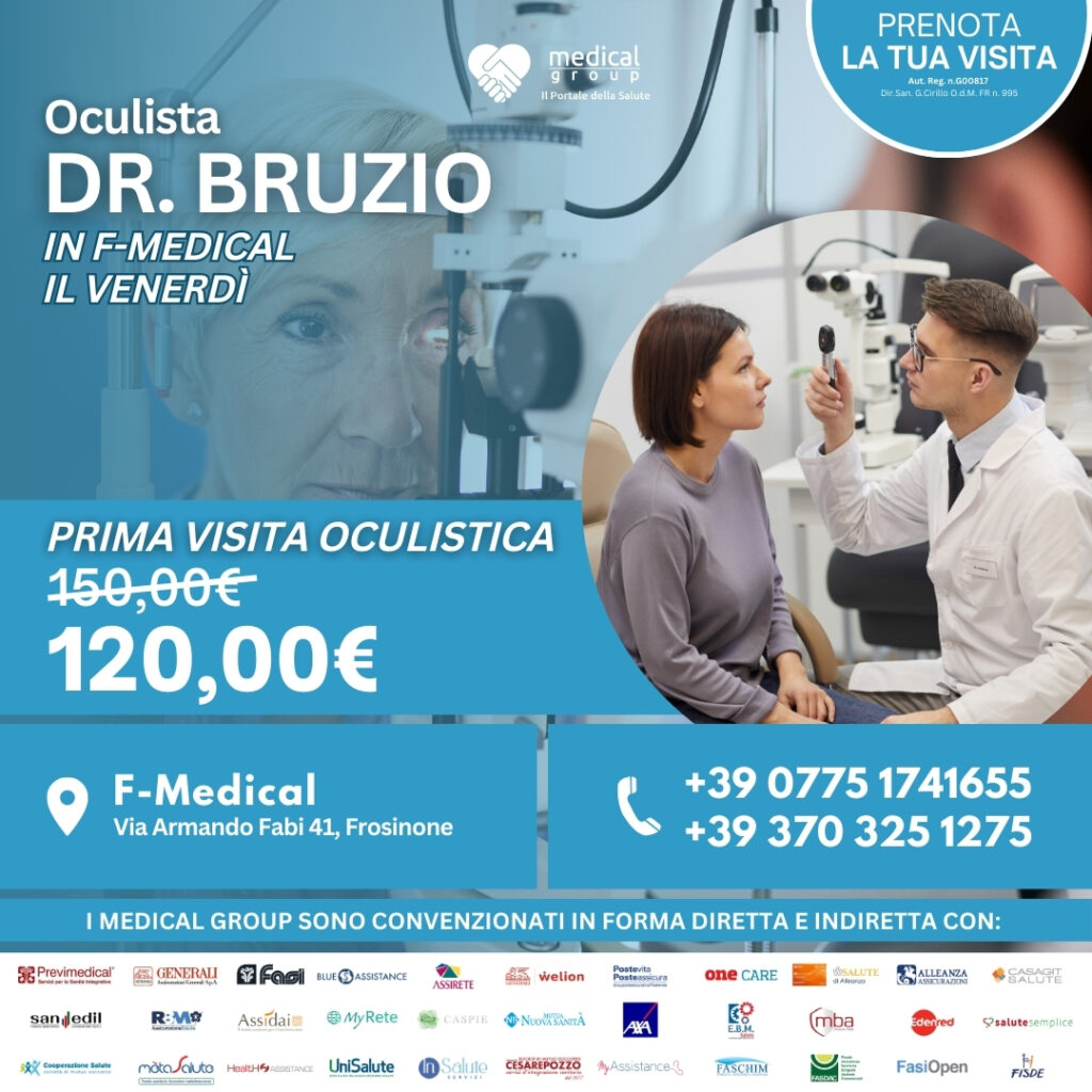 Tariffe del Mese Poliambulatorio F-Medical Frosinone Prima Visita Oculistica - Dr. Bruzio Simone