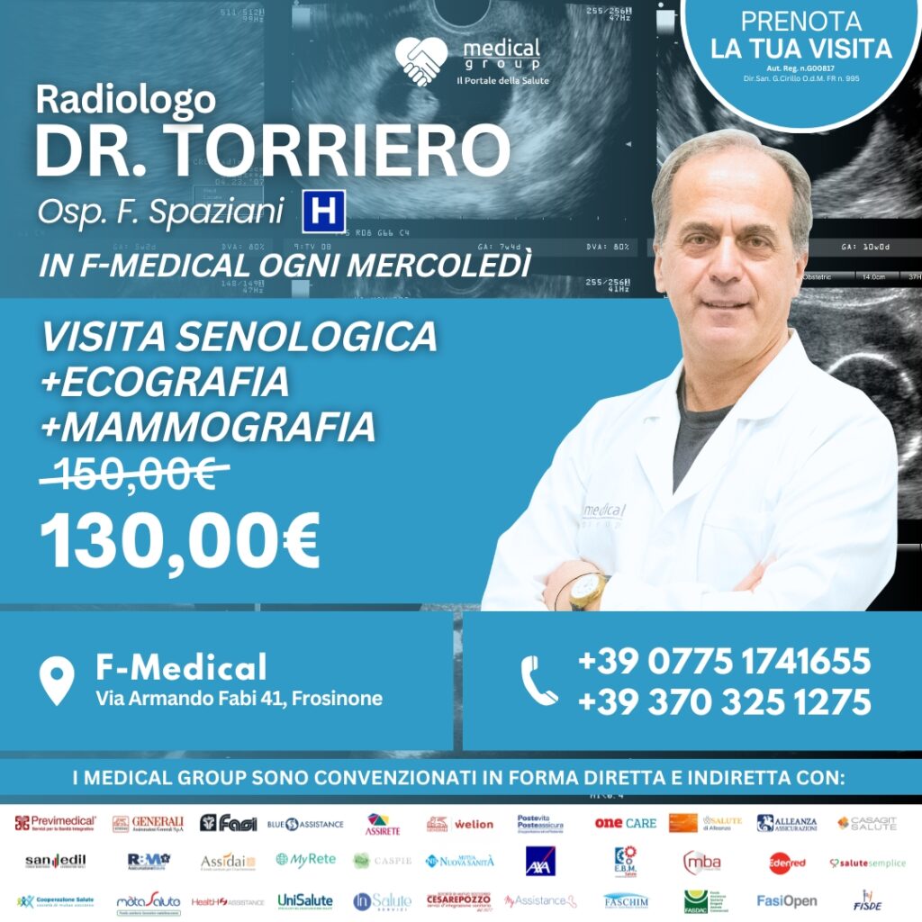 Tariffe del Mese Poliambulatorio F-Medical Frosinone VISITA SENOLOGICA +ECOGRAFIA +mammografia - Dr. Torriero