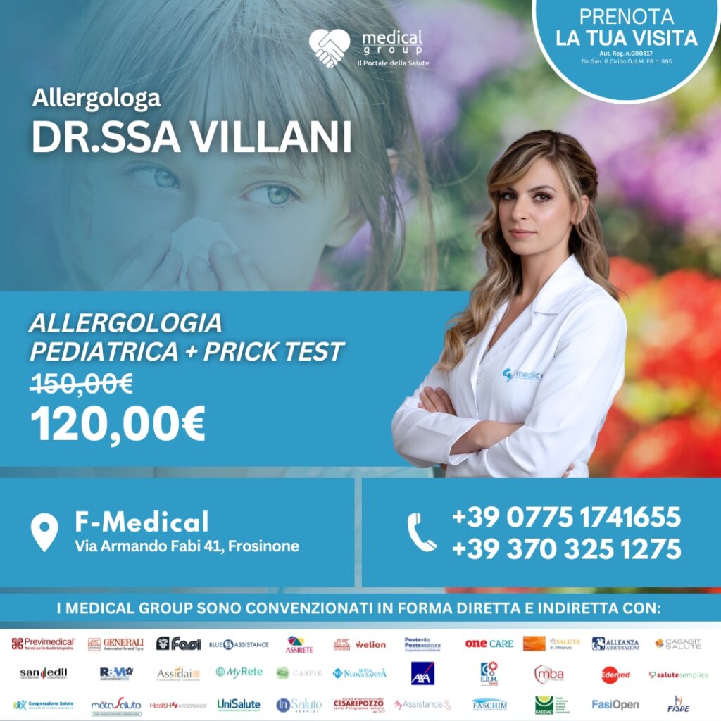 Tariffe del Mese Poliambulatorio Pediatrico F-Medical Frosinone Allergologia Pediatrica - Dr.ssa Villani