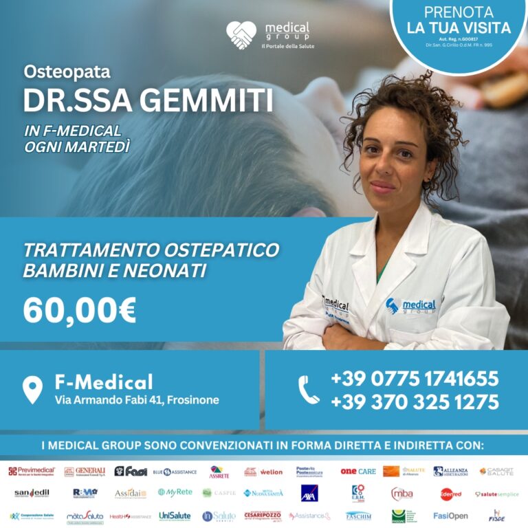 Tariffe del Mese Poliambulatorio Pediatrico F-Medical Frosinone CONSULENZA OSTEOPATICA NEONATALE E BAMBINI DOTT.SSA GEMMITI