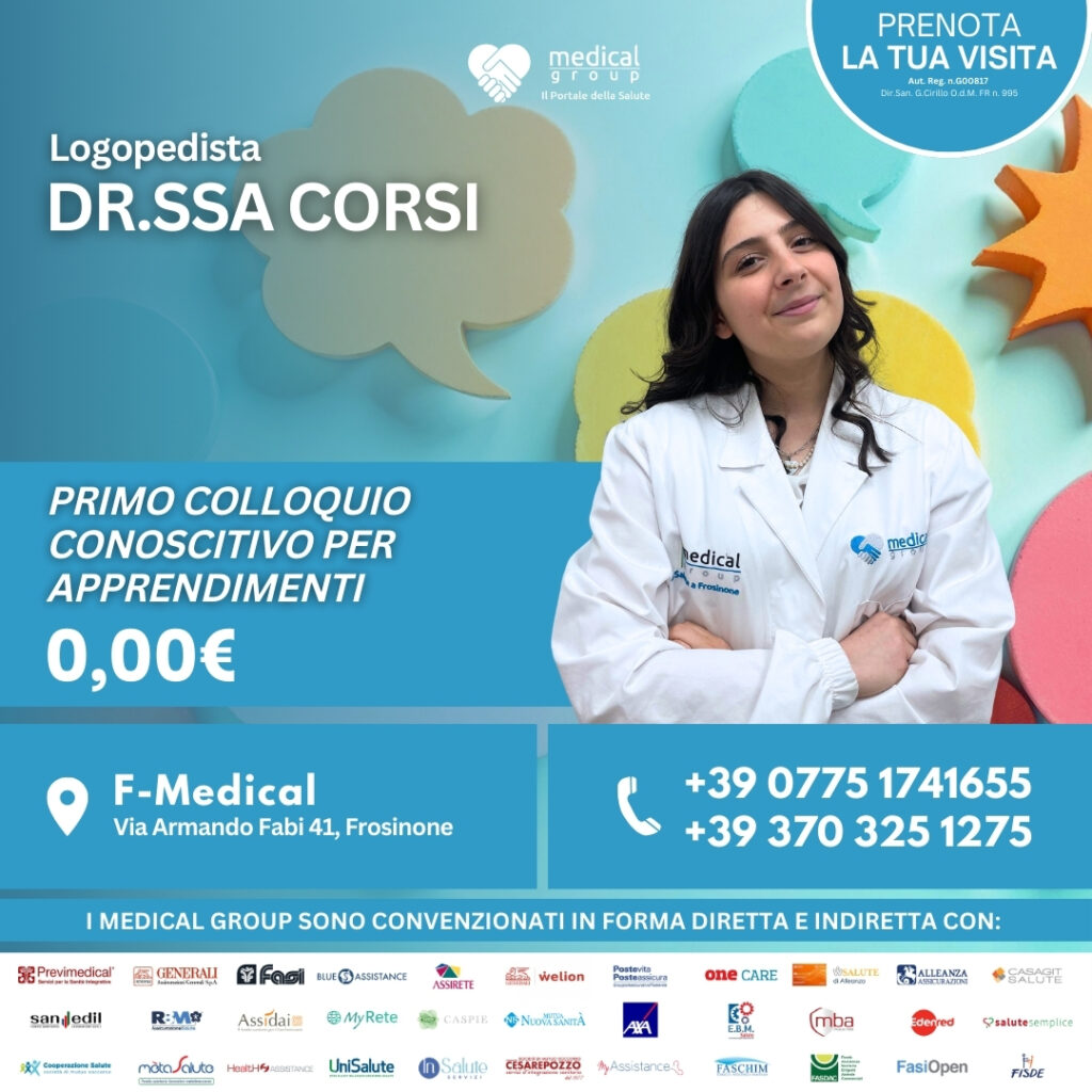 Tariffe del Mese Poliambulatorio Pediatrico F-Medical Frosinone PRIMo COLLOQUIO PER VALUTAZIONE apprendimenti DOTT.SSA CORSI