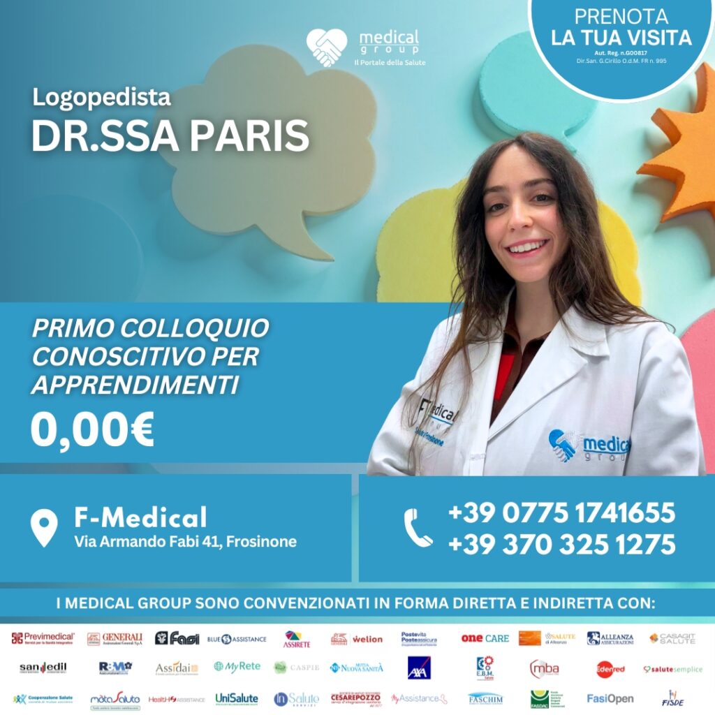Tariffe del Mese Poliambulatorio Pediatrico F-Medical Frosinone PRIMo COLLOQUIO PER VALUTAZIONE apprendimenti DOTT.SSA paris