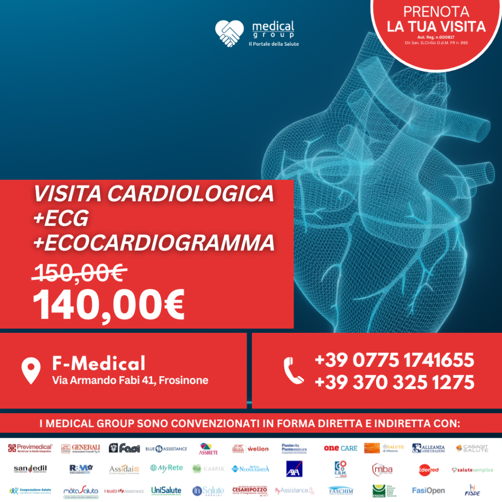 Tariffe del Mese Poliambulatorio F-Medical Frosinone VISITA CADIOLOGICA + ECG + ECOCARDIOGRAMMA