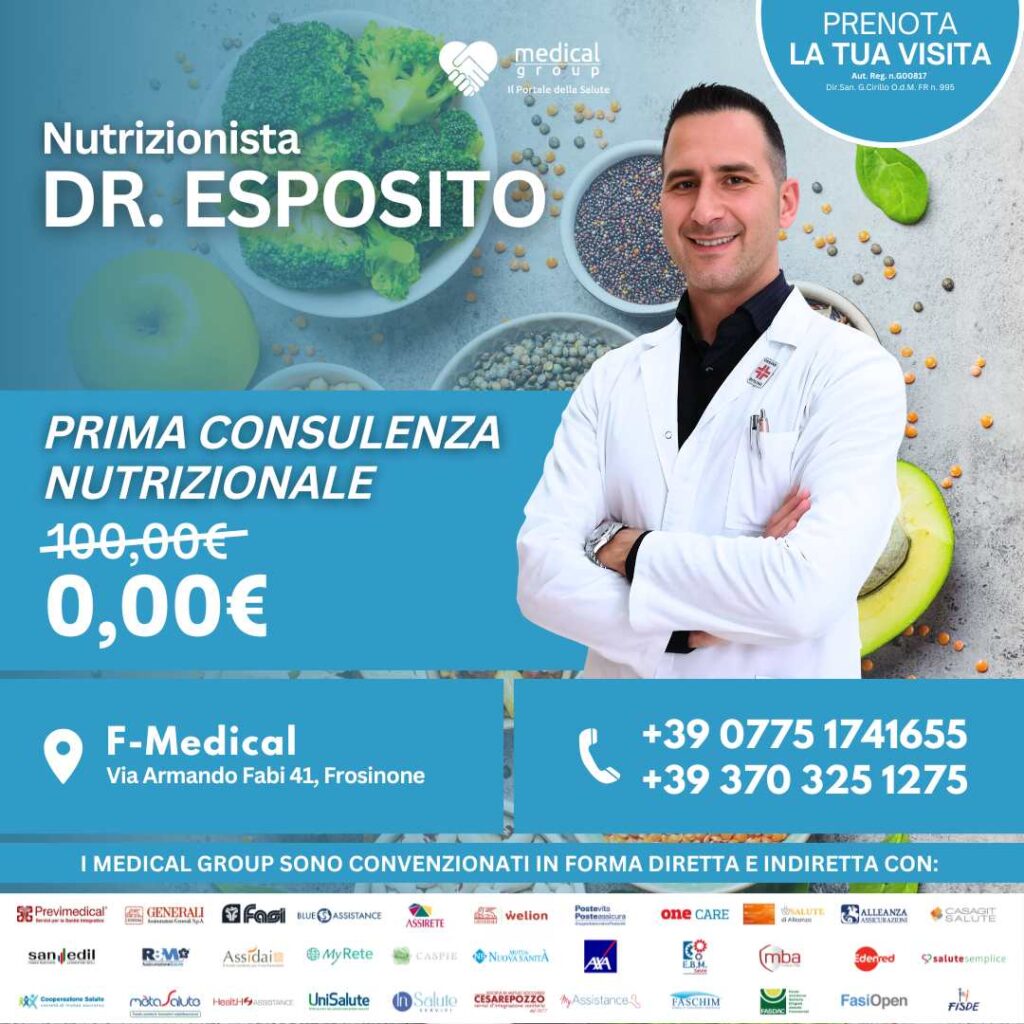 Tariffe del Mese Poliambulatorio F-Medical Frosinone Prima Consulenza Nutrizionale - Dr. Esposito