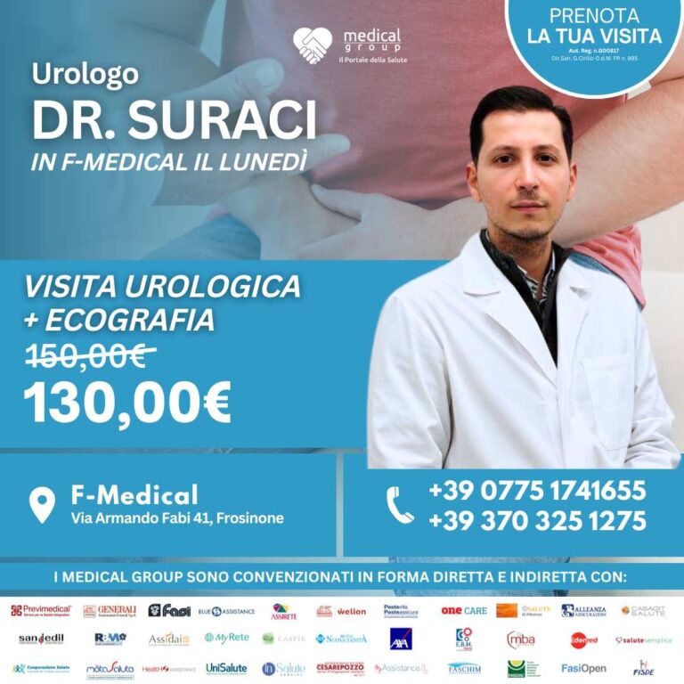 Tariffe del Mese Poliambulatorio F-Medical Frosinone VISITA ANDROLOGICA + ECOGRAFIA - DR. SURACI