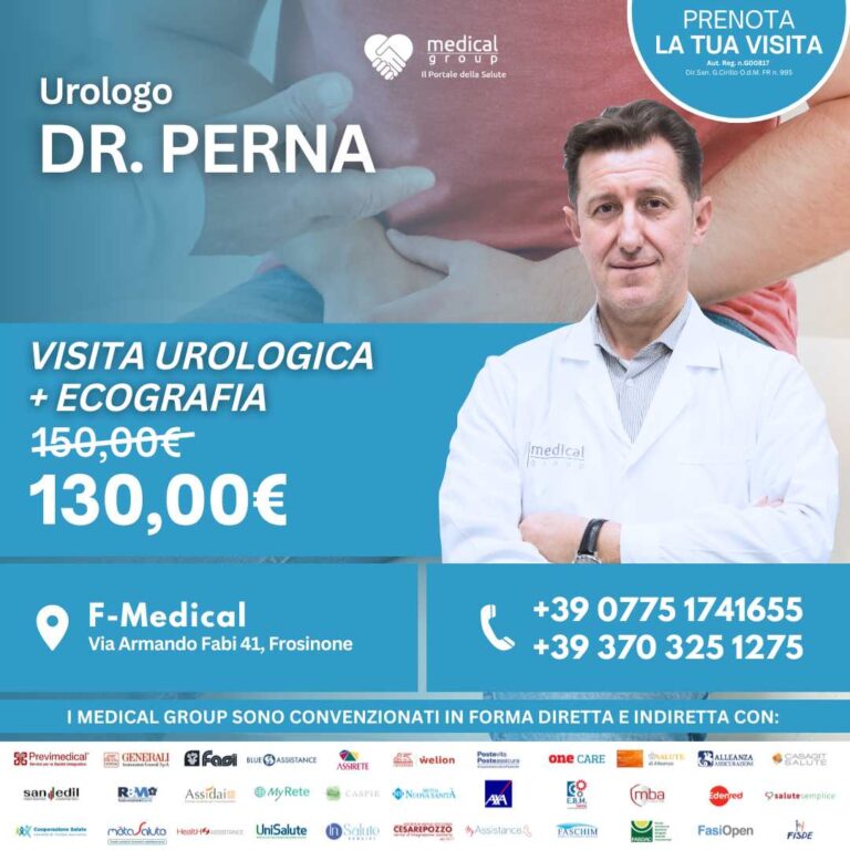 Tariffe del Mese Poliambulatorio F-Medical Frosinone VISITA ANDROLOGICA + ECOGRAFIA - DR.PERNA