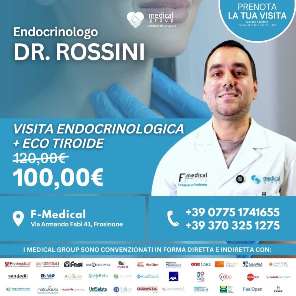 Tariffe del Mese Poliambulatorio F-Medical Frosinone VISITA ENDOCRINOLOGICa + ECO TIROIDE - Dr.Rossini