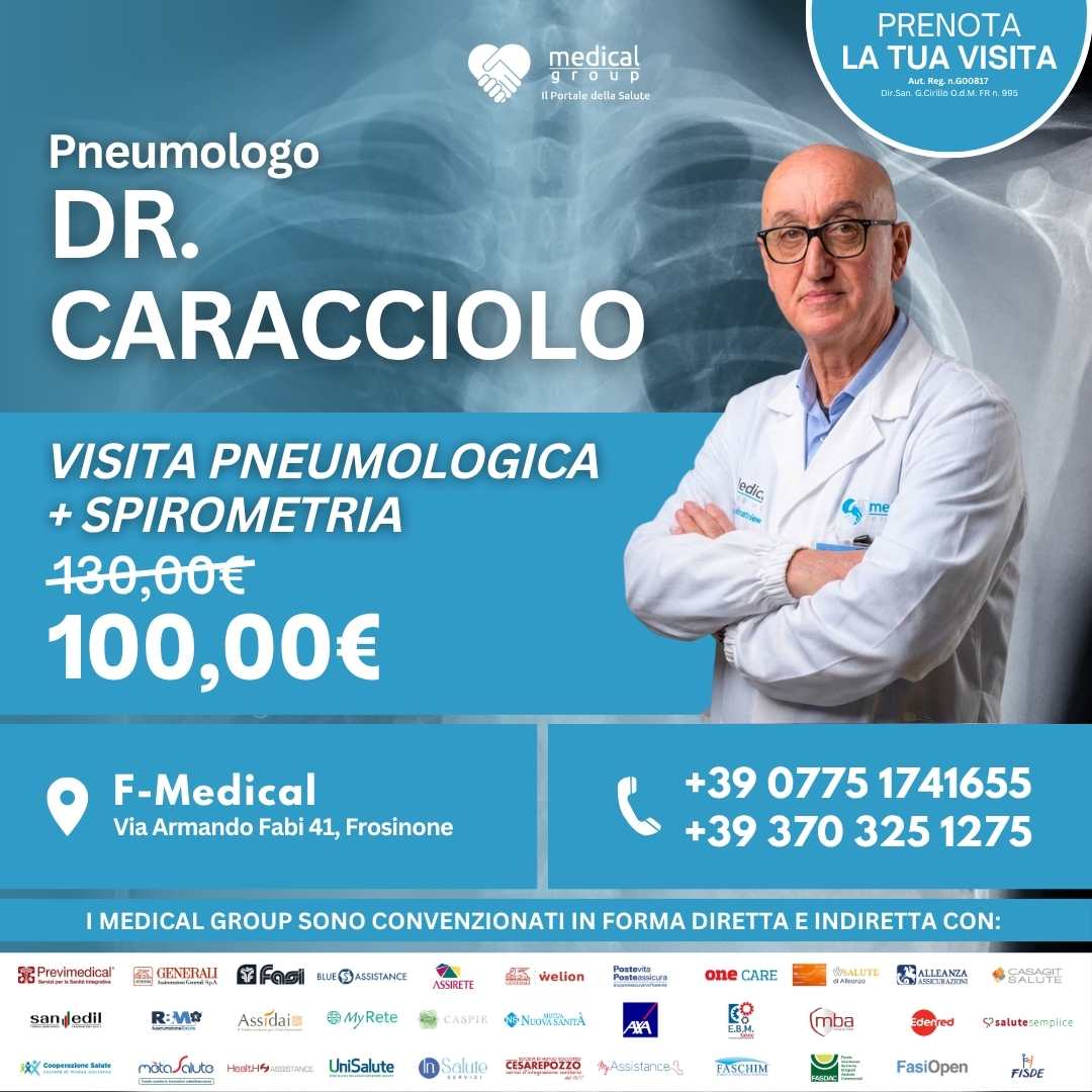 Tariffe del Mese Poliambulatorio F-Medical Frosinone VISITA PNEUMOLOGICA + SPIROMETRIA - Dr.Caracciolo