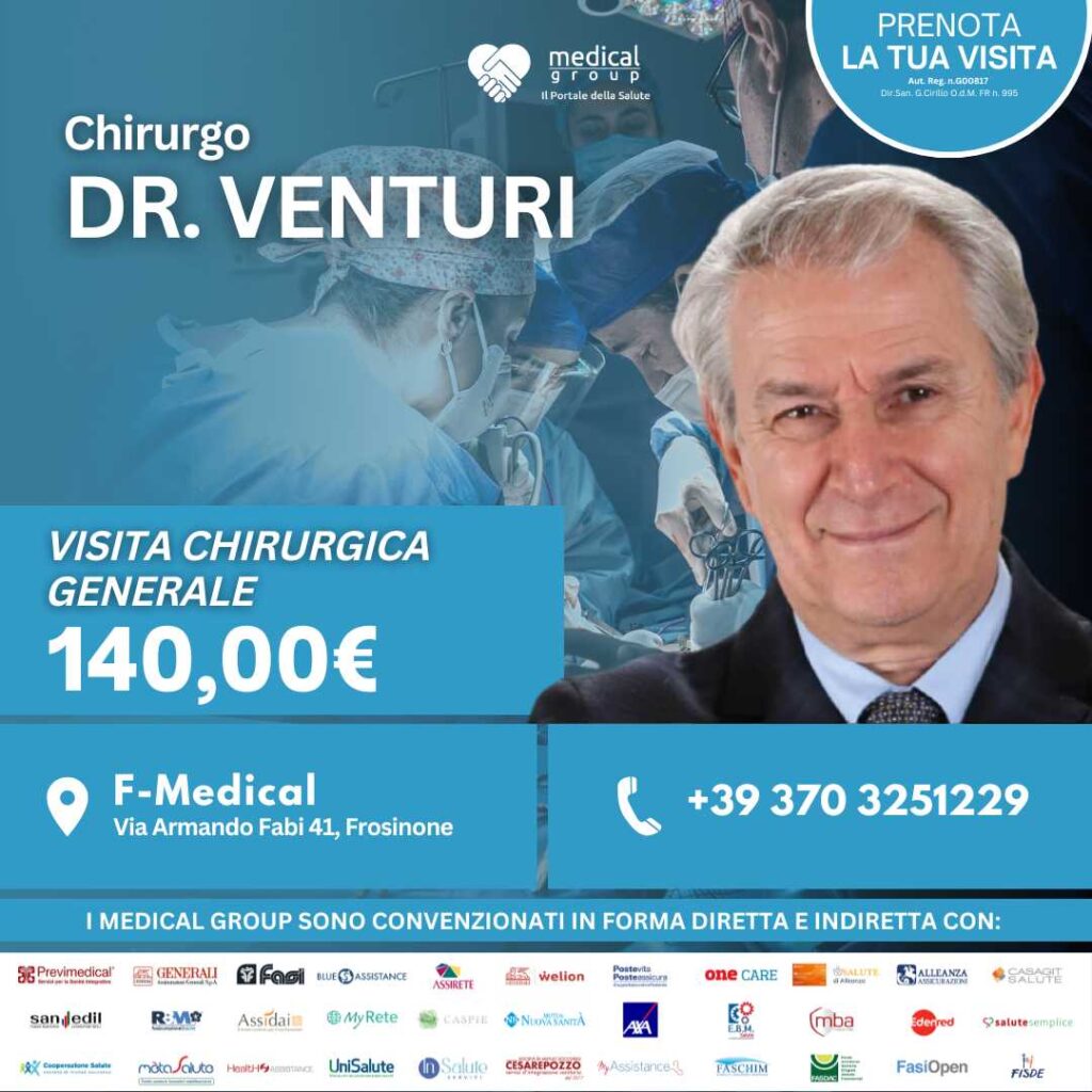 Tariffe del Mese Poliambulatorio F-Medical Frosinone Visita Chirurgica Generale - Dr. Venturi