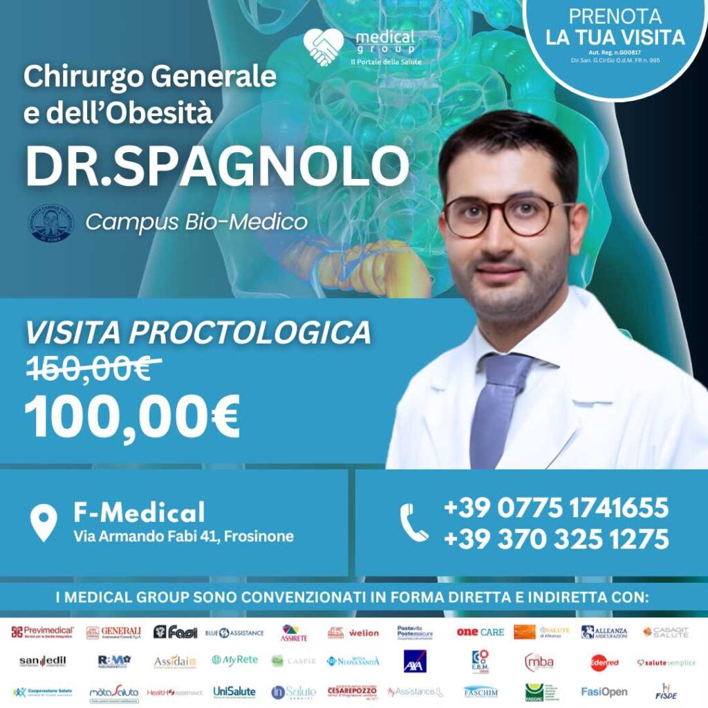 Tariffe del Mese Poliambulatorio F-Medical Frosinone Visita Proctologica - Dr. Spagnolo